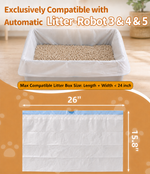 120 Count Cat Litter Bags Compatible with Automatic Litter Box Robot 3/4/5, Pre-Separated, Heay-Duty Self-cleaning Cat Litter Box Liners with Drawstring, 26''x15.8" Holds 22LBS, Waterproof - (6 ROLLS)