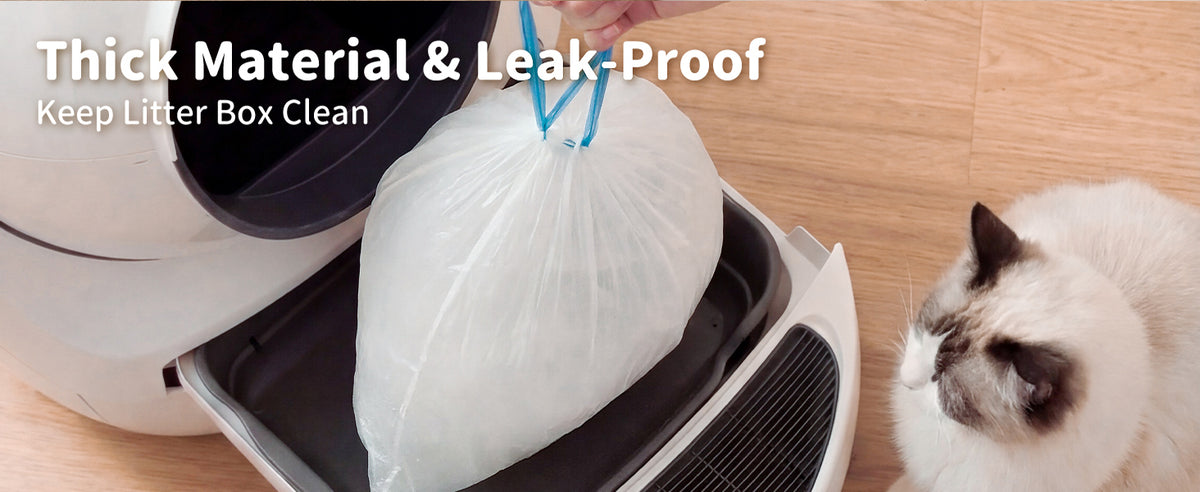 120 Count Cat Litter Bags Compatible with Automatic Litter Box Robot 3/4/5, Pre-Separated, Heay-Duty Self-cleaning Cat Litter Box Liners with Drawstring, 26''x15.8" Holds 22LBS, Waterproof - (6 ROLLS)